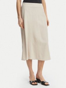 Vero Moda Spódnica midi Mymilo 10340419 Beżowy Regular Fit. Brązowe spódnice Vero Moda, s, bez wzorów, ze lnu, midi. Za 179,99 zł.