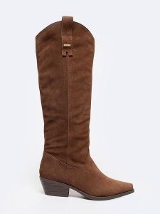 BIG STAR Skórzane kozaki w kolorze jasnobrązowym rozmiar: 37. Brązowe kozaki Big Star, na zimę, bez wzorów, bez obcasa, bez zapięcia. Za 339,99 zł.