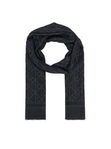 Calvin Klein Szal Emblem Aop Glossy Tonal Scarf LV04F8096G Czarny. Czarne rękawiczki Calvin Klein, bez wzorów, z materiału. Za 269,99 zł.