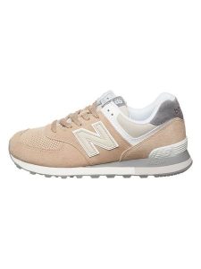 New Balance Skórzane sneakersy "U574" w kolorze brzoskwiniowym rozmiar: 42. Pomarańczowe trampki New Balance, z aplikacjami, ze skóry, bez zapięcia. Za 372,45 zł.