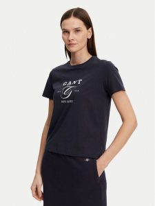 Gant T-Shirt 4200563 Granatowy Regular Fit. Niebieskie t-shirty GANT, s, bez wzorów, z bawełny, bez kołnierzyka, bez ramiączek. Za 99,99 zł.