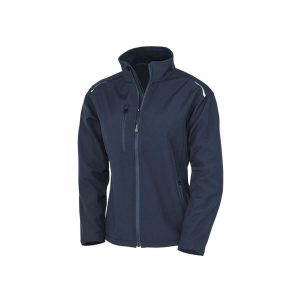 Kurtka softshell 3-warstwowa z recyklingowanego poliestru damska Result. Niebieskie kurtki RESULT, bez wzorów, z softshellu, bez kaptura. Za 264,50 zł.