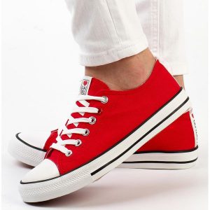 Czerwone trampki damskie La.Fi 280055r. Czerwone trampki La.Fi, bez wzorów, z tkaniny, bez zapięcia. Za 79,00 zł.