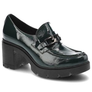 Zielone Półbuty Lemar Wygodne Skórzane Buty. Zielone czółenka Lemar, z aplikacjami, ze skóry, bez obcasa, na obcasie, bez zapięcia. Za 299,00 zł.