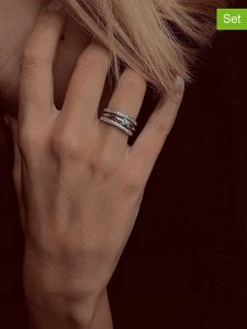 Eclat d'Argent Srebrne pierścionki (3 szt.) z cyrkoniami rozmiar: 56. Szare pierścionki Eclat d'Argent, z cyrkonią, srebrne. Za 217,99 zł.