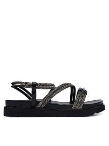 Patrizia Pepe Sandały PPJ401.01 Czarny. Czarne sandały Patrizia Pepe, bez wzorów, z syntetyku, bez obcasa, na płaskiej podeszwie, bez zapięcia. Za 489,99 zł.