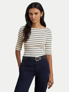 LAUREN RALPH LAUREN Bluzka 200P03723002 Beżowy Slim Fit. Brązowe bluzki Lauren Ralph Lauren, xl, bez wzorów, z bawełny, bez kołnierzyka, bez ramiączek. Za 329,99 zł.