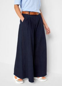 Spódnico-spodnie dżinsowe, wide leg. Niebieskie jeansy bonprix, bez wzorów, z jeansu. Za 147,99 zł.