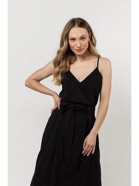 Awama Top w kolorze czarnym rozmiar: M. Czarne topy Awama, m, bez wzorów, z bawełny, bez kołnierzyka, bez ramiączek. Za 96,14 zł.