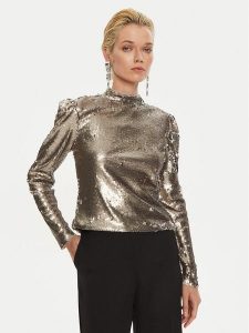 Bruuns Bazaar Bluzka Aniqa BBW4155 Srebrny Regular Fit. Szare bluzki Bruuns Bazaar, bez wzorów, z syntetyku, bez kołnierzyka, bez ramiączek. Za 309,99 zł.