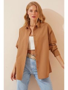 Happiness Istanbul Bluzka w kolorze jasnobrązowym rozmiar: 36. Brązowe bluzki Happiness Istanbul, bez wzorów, bez kołnierzyka, bez ramiączek. Za 52,99 zł.