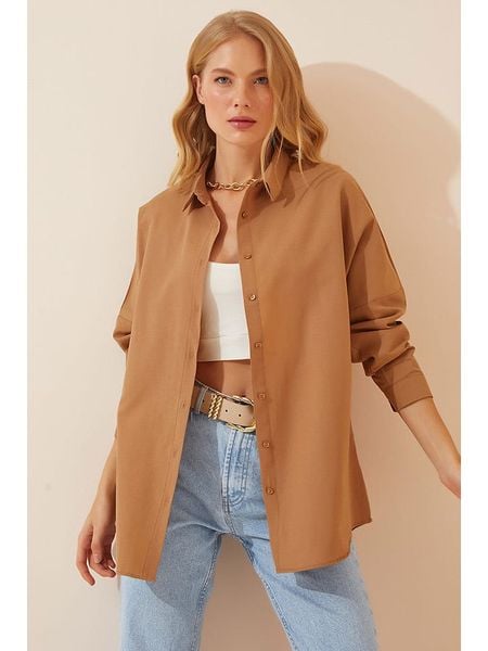 Happiness Istanbul Bluzka w kolorze jasnobrązowym rozmiar: 36. Brązowe bluzki Happiness Istanbul, bez wzorów, bez kołnierzyka, bez ramiączek. Za 52,99 zł.