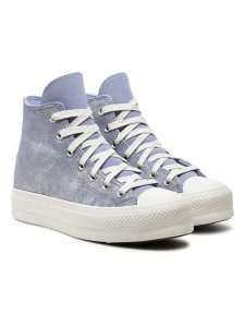 Converse Skórzane sneakersy "Chuck Taylor Lift" w kolorze srebrno-fioletowym rozmiar: 41. Różowe trampki Converse, bez wzorów, za kostkę, bez zapięcia. Za 320,63 zł.
