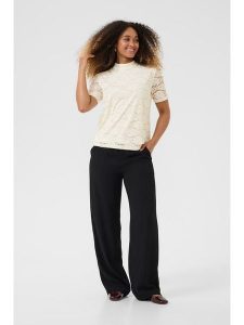 Kaffe Bluzka w kolorze kremowym rozmiar: M. Brązowe bluzki Kaffe, m, bez wzorów, z koronki, bez kołnierzyka, bez ramiączek. Za 126,15 zł.