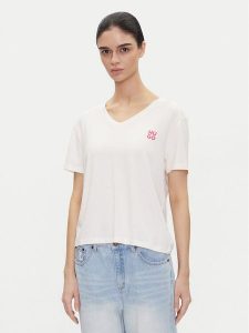 HUGO T-Shirt Nika_T-Shirt 50540046 Écru Regular Fit. T-shirty Hugo, xl, bez wzorów, z bawełny, bez kołnierzyka, bez ramiączek. Za 129,99 zł.