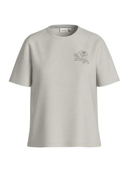 Vila Koszulka "Visybil" w kolorze jasnoszarym rozmiar: XS. Szare bluzki Vila, xs, bez wzorów, z bawełny, bez kołnierzyka, bez ramiączek. Za 35,02 zł.