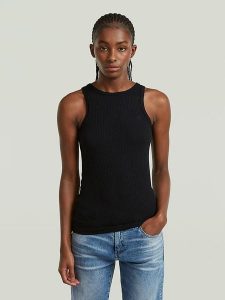 G-Star Top w kolorze czarnym rozmiar: L. Czarne topy G-Star, l, bez wzorów, retro, bez kołnierzyka, bez ramiączek. Za 110,81 zł.