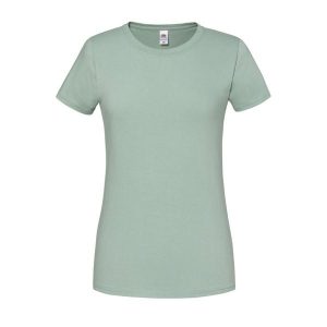 Koszulka Damska Iconic 195 Premium Ringspun Cotton T-shirt. Szare bluzki FRUIT OF THE LOOM, s, bez wzorów, sportowe, bez kołnierzyka, bez ramiączek. Za 32,99 zł.