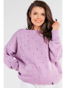 Awama Sweter w kolorze fioletowym rozmiar: onesize. Różowe swetry oversize Awama, bez wzorów, bez ramiączek. Za 92,42 zł.