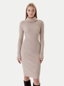 ONLY Sukienka dzianinowa Nellie 15363533 Beżowy Regular Fit. Brązowe kombinezony ONLY, m, bez wzorów, z dzianiny, bez kołnierzyka, bez ramiączek. Za 169,99 zł.