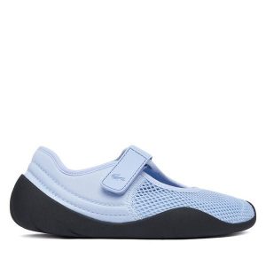 Baleriny Lacoste. Niebieskie balerinki Lacoste, bez wzorów, bez obcasa, bez zapięcia. Za 455,99 zł.