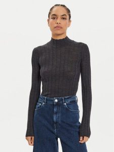 IVY OAK Sweter Kacy Rose IO113151 Szary Slim Fit. Szare swetry klasyczne IVY & OAK, s, z wełny, bez kołnierzyka. Za 559,99 zł.