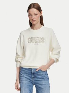 Guess Sweter W6YR30 Z0978 Kremowy Regular Fit. Białe swetry klasyczne Guess, s, z wiskozy, bez kołnierzyka. Za 434,99 zł.