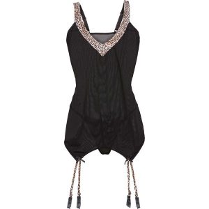 Top z paskami do pończoch + stringi (2 części) bonprix czarny - leo. Komplety bielizny marki bonprix. Za 37,99 zł.