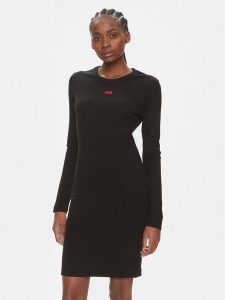 Hugo Sukienka codzienna Nemalia 50508635 Czarny Slim Fit. Czarne kombinezony Hugo, xs, bez wzorów, z bawełny, bez kołnierzyka, bez ramiączek. Za 339,99 zł.