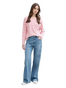 TOM TAILOR Denim Koszulka w kolorze jasnoróżowo-białym rozmiar: M. Białe bluzki TOM TAILOR DENIM, m, bez wzorów, z bawełny, bez kołnierzyka, bez ramiączek. Za 87,81 zł.