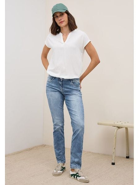 Cecil Dżinsy - Slim fit - w kolorze niebieskim rozmiar: W30/L30. Niebieskie jeansy Cecil, z aplikacjami, ze skóry. Za 148,96 zł.