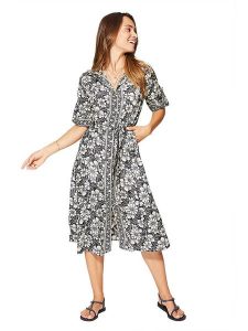 Aller Simplement Sukienka w kolorze czarno-białym rozmiar: 38/40. Czarne sukienki Aller Simplement, bez wzorów, z tkaniny, klasyczne, bez kołnierzyka, bez ramiączek, midi. Za 65,99 zł.