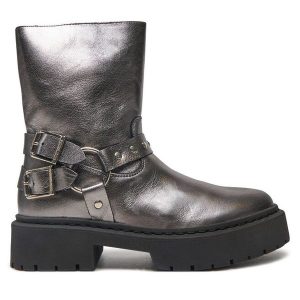Botki Steve Madden. Szare botki Steve Madden, bez wzorów, bez obcasa, na płaskiej podeszwie, bez zapięcia. Za 589,99 zł.