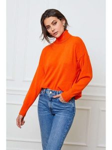 Joséfine Golf "Elona" w kolorze pomarańczowym rozmiar: M. Pomarańczowe golfy Joséfine, bez wzorów, z kaszmiru. Za 200,45 zł.