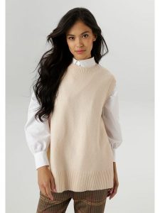 Aniston Bezrękawnik w kolorze beżowym rozmiar: 40. Brązowe swetry oversize Aniston, bez wzorów, bez ramiączek. Za 52,17 zł.