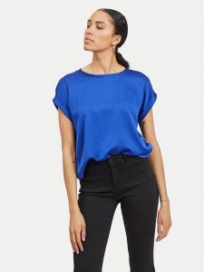 Vila T-Shirt Ellette 14059563 Niebieski Regular Fit. Niebieskie t-shirty Vila, bez wzorów, z syntetyku, bez kołnierzyka, bez ramiączek. Za 69,99 zł.