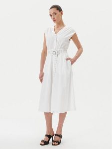 MICHAEL Michael Kors Sukienka codzienna MS5830KF4C Biały Regular Fit. Białe sukienki MICHAEL Michael Kors, na co dzień, s, bez wzorów, z bawełny, bez kołnierzyka, bez ramiączek, proste. Za 619,99 zł.
