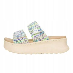 HeyDude Damskie Klapki Delray Slide Surf Baja. Brązowe klapki Hey Dude, bez wzorów, z materiału, bez obcasa. Za 199,00 zł.