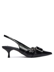 Steve Madden Czółenka Lezley SM11003440 Czarny. Czarne czółenka Steve Madden, bez wzorów, ze skóry, bez obcasa, bez zapięcia. Za 389,99 zł.