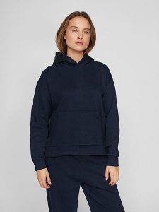 Vila Bluza "Huris" w kolorze granatowym rozmiar: XS. Niebieskie bluzy Vila, xs, bez wzorów, z kapturem. Za 61,46 zł.