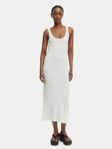 Calvin Klein Jeans Sukienka letnia LV047F303G Zielony jasny Slim Fit. Zielone sukienki Calvin Klein Jeans, na lato, m, bez wzorów, z jeansu, bez kołnierzyka, bez ramiączek. Za 699,99 zł.