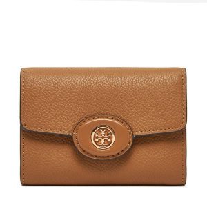 Portfel Tory Burch. Brązowe portfele Tory Burch, bez wzorów. Za 459,99 zł.