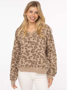 Zwillingsherz Sweter "3D Leo" w kolorze jasnobrązowym rozmiar: L/XL. Brązowe swetry oversize Zwillingsherz, l, bez wzorów, ze splotem, bez ramiączek. Za 229,95 zł.