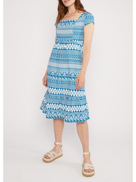 Blutsgeschwister Sukienka "Midsummer Night Talemyth of mykonos" w kolorze niebiesko-białym rozmiar: M. Niebieskie sukienki Blutsgeschwister, na imprezę, m, bez wzorów, z bawełny, klasyczne, bez kołnierzyka, bez ramiączek, midi. Za 196,24 zł.