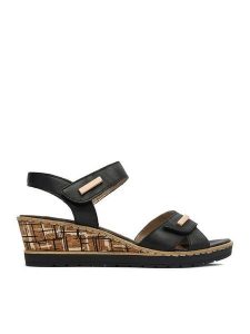 Remonte Sandały CEO-R6266-00 Czarny. Czarne sandały Remonte, bez wzorów, ze skóry, bez obcasa, na koturnie, bez zapięcia. Za 359,99 zł.