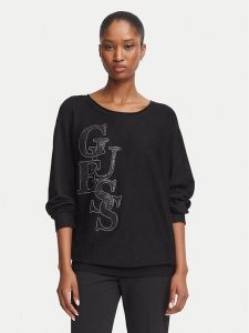 Guess Sweter W6BR51 Z1452 Czarny Regular Fit. Czarne swetry klasyczne Guess, xxl, z wiskozy, bez kołnierzyka. Za 394,99 zł.