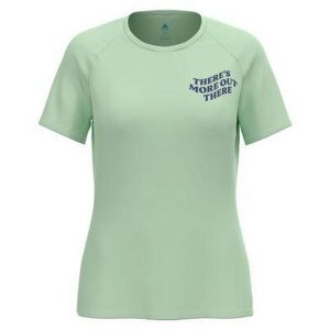 Koszulka damska Odlo ESSENTIAL PRINT T-shirt crew neck s/s. Zielone t-shirty ODLO, s, bez wzorów, bez kołnierzyka, bez ramiączek. Za 172,80 zł.
