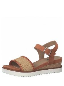 S.Oliver Sandały w kolorze jasnobrązowym na koturnie rozmiar: 37. Brązowe sandały s.Oliver, bez wzorów, z otwartym noskiem, bez obcasa, na koturnie, bez zapięcia. Za 74,11 zł.