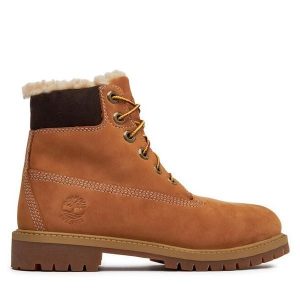 Trapery Timberland. Brązowe buty zimowe Timberland, bez obcasa, bez zapięcia. Za 899,99 zł.