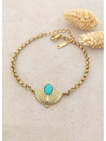 Nakkash Pozłacana bransoletka z elementami ozdobnymi rozmiar: onesize. Niebieskie bransoletki Nakkash, z agatem, pozłacane. Za 48,16 zł.